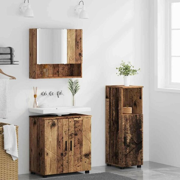 Fürdőszoba bútor szett 3 pcs Régi fa 61 x 35 x 64 cm Faanyag