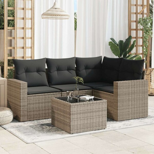 VidaXL Polyrattan Kerti Ülőgarnitúra - 5 részes - Szürke