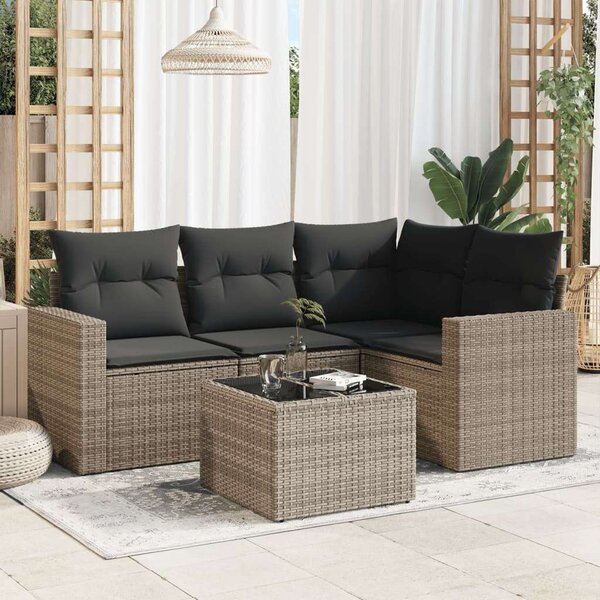 VidaXL Polyrattan Kerti Ülőgarnitúra - 5 részes - Szürke