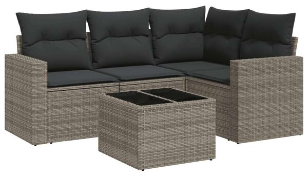 VidaXL Polyrattan Kerti Ülőgarnitúra - 5 részes - Szürke