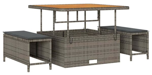 Kerti Kanapé Szett párnával tárolóval 12 pcs Szürke Poli rattan