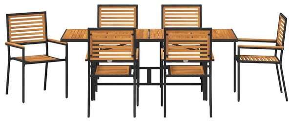 VidaXL Kert étkező szett 5 pcs Fekete 190 x 80 x 75 cm polirattan