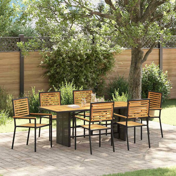 VidaXL Kert étkező szett 5 pcs Fekete 190 x 80 x 75 cm polirattan