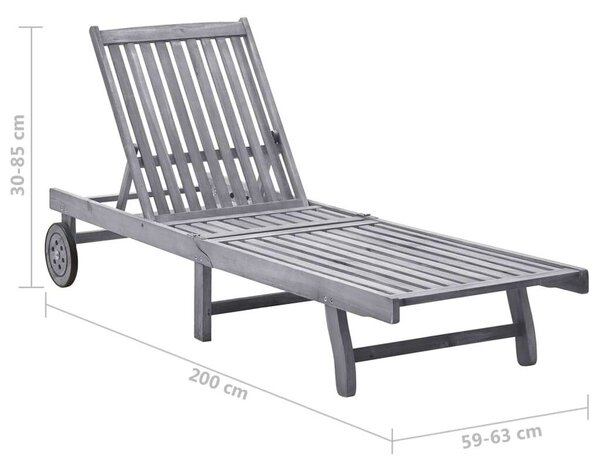 VidaXL Akácfa Napozóágy - 200cm, Szürke