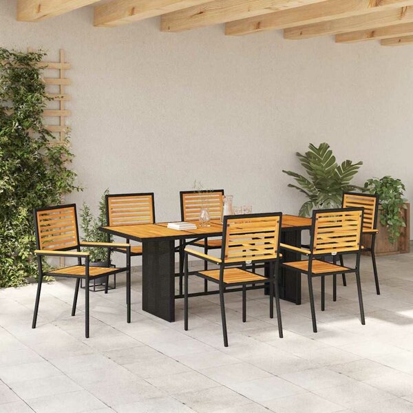 VidaXL Kert étkező szett 5 pcs Fekete 190 x 80 x 75 cm polirattan