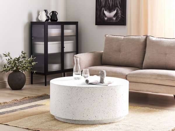 Dohányzóasztal TREZZO 90 cm 90 cm Terrazzo hatású Törtfehér
