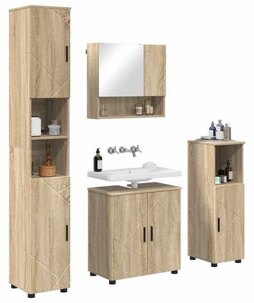 Fürdőszoba bútor szett 4 pcs sonoma tölgy 61 x 35 x 64 cm