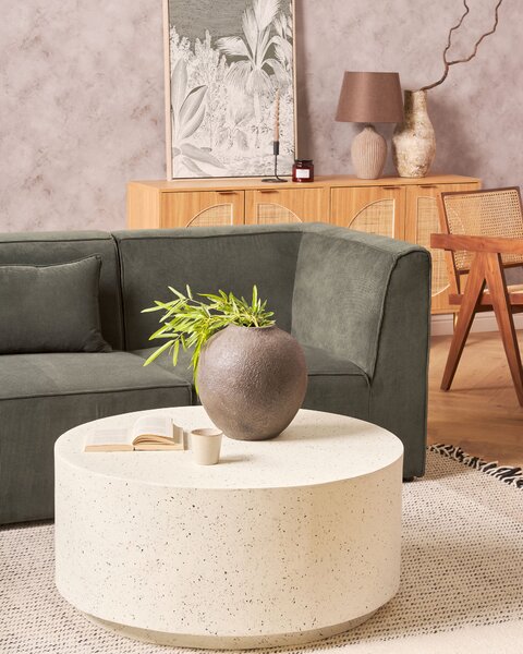 Dohányzóasztal TREZZO 90 cm 90 cm Terrazzo hatású Törtfehér