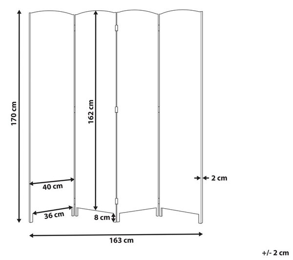4 paneles térelválasztó LAPPAGO Világosbézs 163 cm 170 cm