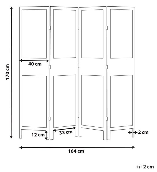 4 paneles térelválasztó BRENNERBAD Barna/fekete 164 cm 170 cm