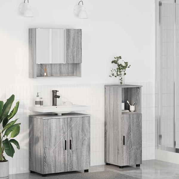 Fürdőszoba bútor szett 3 pcs Szürke sonoma 61 x 35 x 64 cm