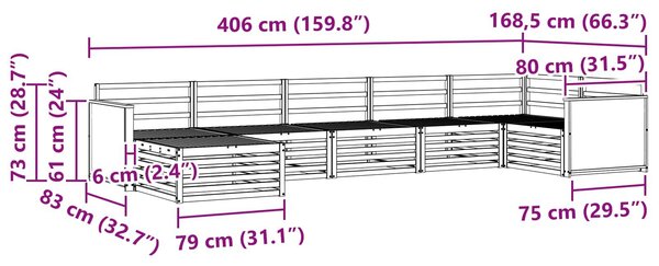 VidaXL Kültéri kanapé szett 7 pcs Természetes