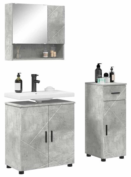 Fürdőszoba bútor szett 3 pcs Beton szürke 61 x 35 x 64 cm