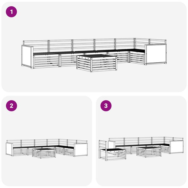 VidaXL Kültéri kanapé szett 7 pcs Természetes Tömör Akácfa