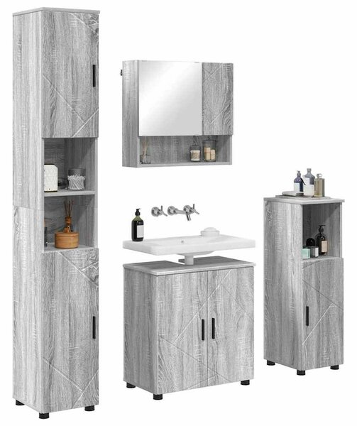 Fürdőszoba bútor szett 4 pcs Szürke sonoma 61 x 35 x 64 cm