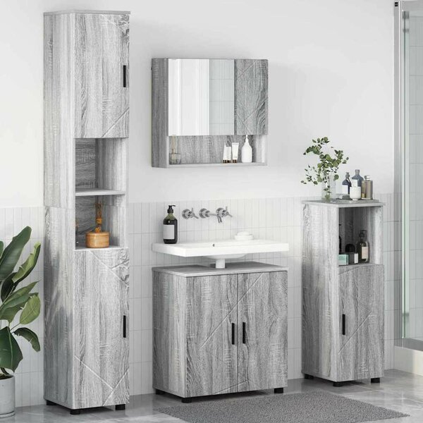 Fürdőszoba bútor szett 4 pcs Szürke sonoma 61 x 35 x 64 cm