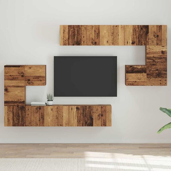 TV szekrény garnitúra 8 pcs Régi fa Közepes 30,5 x 30 x 30 cm