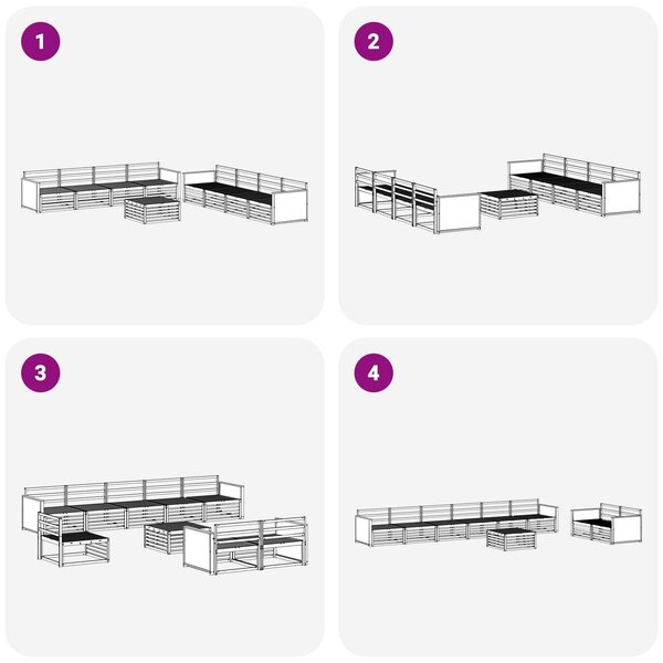 VidaXL Kültéri kanapé szett 9 pcs Természetes Tömör akácfa