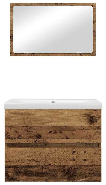 Fürdőszoba bútor szett 3 pcs Régi fa 60 x 38.5 x 45 cm Faanyag