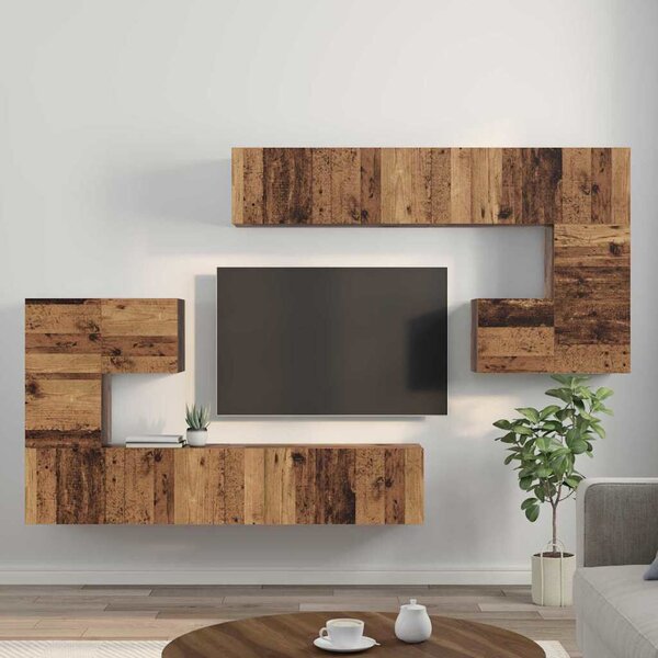 TV szekrény garnitúra 8 pcs Régi fa Közepes 30,5 x 30 x 30 cm
