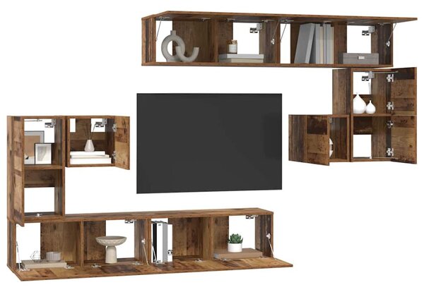 TV szekrény garnitúra 8 pcs Régi fa Közepes 30,5 x 30 x 30 cm
