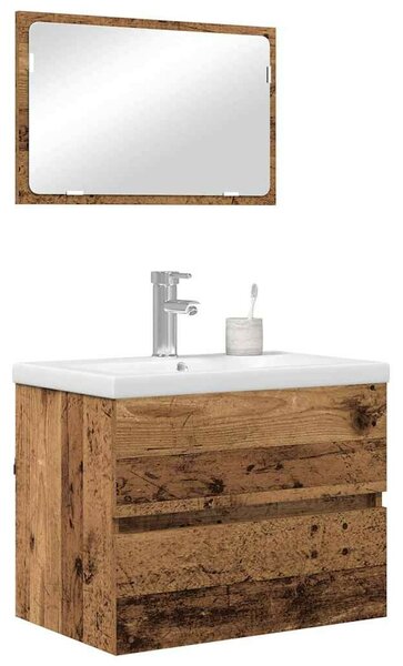 Fürdőszoba bútor szett 3 pcs Régi fa 60 x 38.5 x 45 cm Faanyag