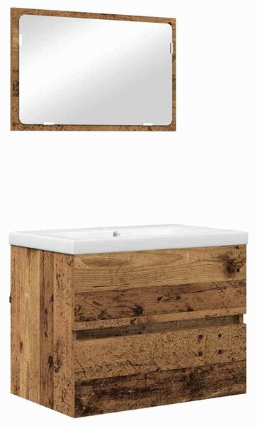 Fürdőszoba bútor szett 3 pcs Régi fa 60 x 38.5 x 45 cm Faanyag