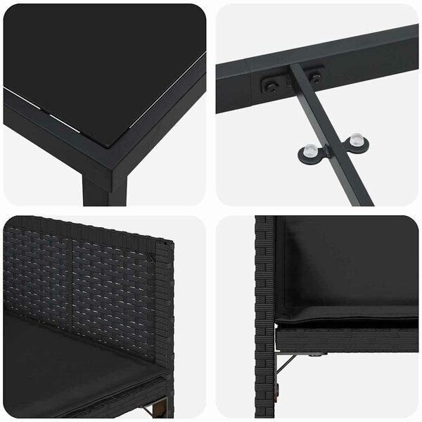 VidaXL Kert étkező szett 5 pcs Fekete polirattan