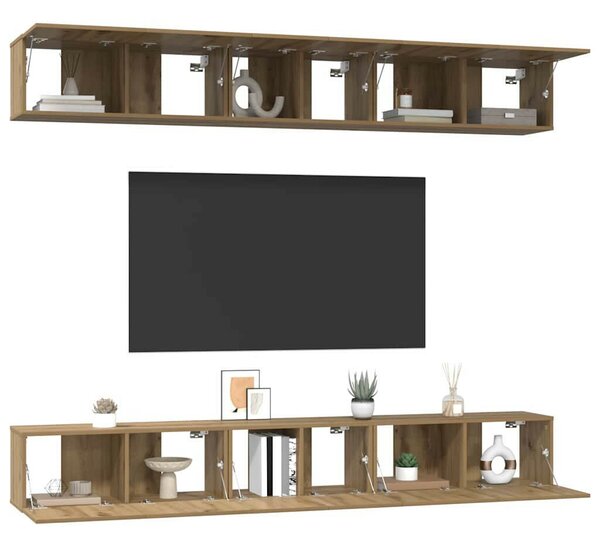 TV szekrény garnitúra 6 pcs kézműves tölgy 80 x 30 x 30 cm