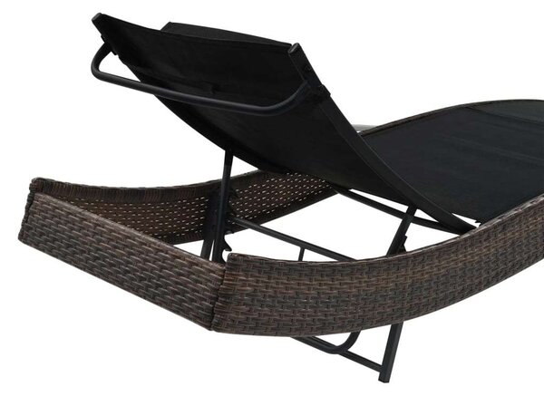 VidaXL Napozóágy - Barna Polyrattan - 213cm