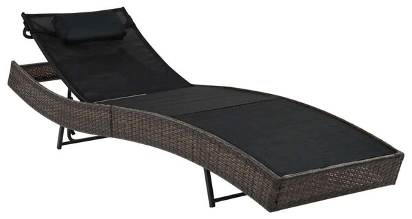 VidaXL Napozóágy - Barna Polyrattan - 213cm