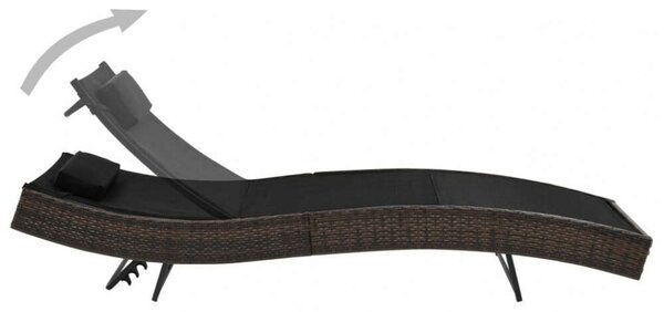 VidaXL Napozóágy - Barna Polyrattan - 213cm