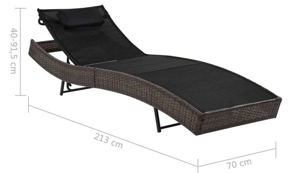 VidaXL Napozóágy - Barna Polyrattan - 213cm