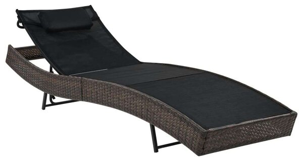 VidaXL Napozóágy - Barna Polyrattan - 213cm