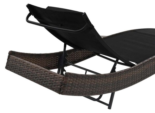 VidaXL Napozóágy - Barna Polyrattan - 213cm