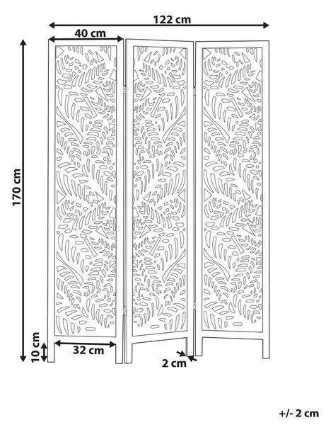 3 paneles térelválasztó MELAGO Fehér 122 cm 170 cm