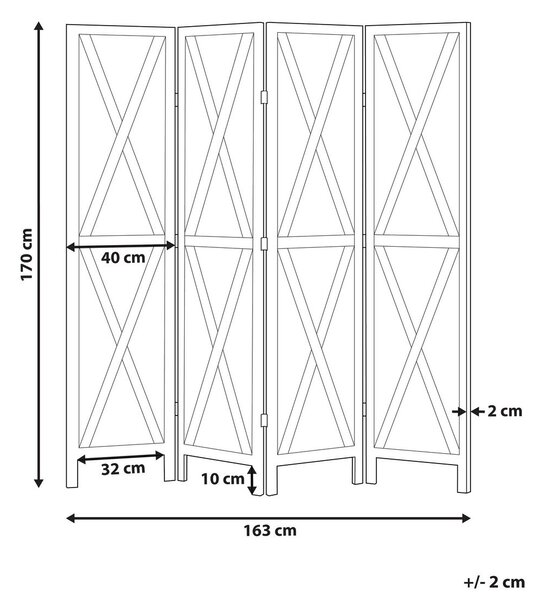4 paneles térelválasztó RIDANNA Sötétbarna 163 cm 170 cm
