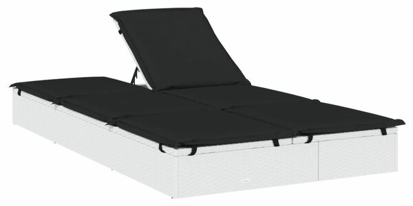 VidaXL kétszemélyes fehér polyrattan napozóágy párnákkal