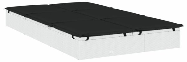VidaXL kétszemélyes fehér polyrattan napozóágy párnákkal