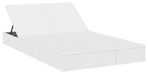 VidaXL kétszemélyes fehér polyrattan napozóágy párnákkal