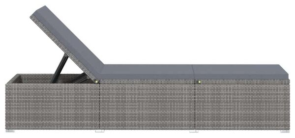 Polyrattan Napozóágy Szett - 2 Fekvő, Asztallal - Szürke
