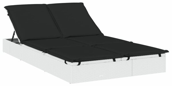VidaXL kétszemélyes fehér polyrattan napozóágy párnákkal