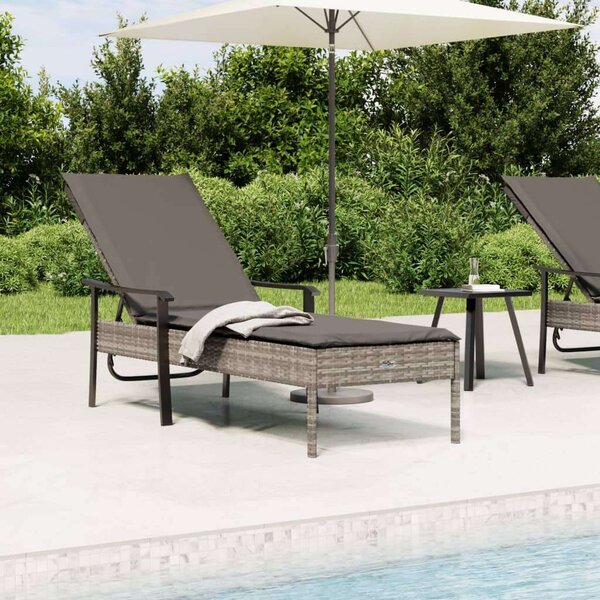 RelaxDays - Napozóágy - Polyrattan - Szürke - 198x66cm