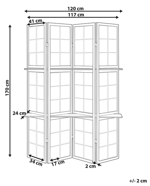 4 paneles térelválasztó GOMAGOI Fekete 120 cm 170 cm