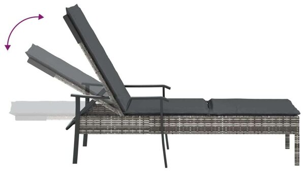 RelaxDays - Napozóágy - Polyrattan - Szürke - 198x66cm