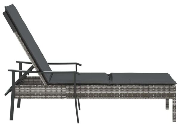 RelaxDays - Napozóágy - Polyrattan - Szürke - 198x66cm
