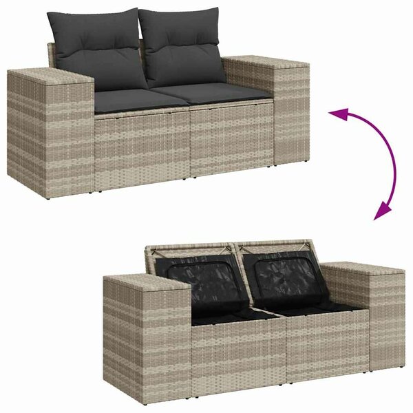 VidaXL Polyrattan Kerti Ülőgarnitúra - 9 részes - Világosszürke