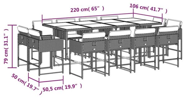 VidaXL Polyrattan Kerti Étkezőgarnitúra - 13 részes