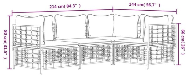 VidaXL Polyrattan Kerti Ülőgarnitúra - 4 részes - Antracitszürke