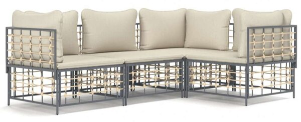 VidaXL Polyrattan Kerti Ülőgarnitúra - 4 részes - Antracitszürke